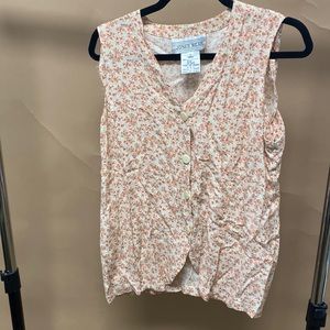 Jones west top - beige with small peach/ beige and pink print Size 12